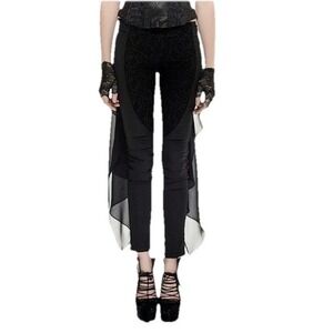 Punk Rave Pants L Sexy Women Floral Pattern Elastic Mesh Gothic Vampy Steampunk